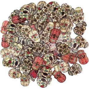 Wood Buttons Skull Novelty Buttons for Themes Holidays and Seasons for DIY Crafts Scrapbooking Sewing Cardmaking and Other Projects with 2 Holes for DIY Sewing Craft Decorative 100 Pcs in Kuwait
