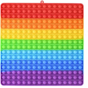 BFUHST Large Size Bubble Fidget Toy, 12 Inch, 256 Bubbles Rainbow Color Jumbo Silicone Stress Reliever Toy, Stress Reliever for Kids and Adults in Saudi Arabia