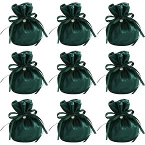 20 PCS Round Bottom Drawstring Velvet Gift Bags Jewelry Pouches with Pearl Bead,for Wedding Favors,Christmas,Party Favors,Birthday,Blue