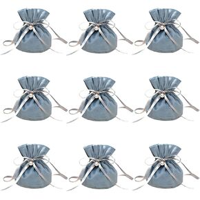 20 PCS Round Bottom Drawstring Velvet Gift Bags Jewelry Pouches with Pearl Bead,for Wedding Favors,Christmas,Party Favors,Birthday,Blue in Kuwait