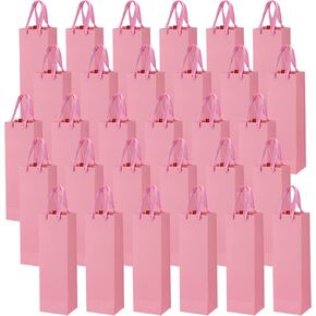 SEUNMUK 30 Pack 13.8 x 4.3 x 3.5 Inch Black Bulk Wine Bottle Gift Bags, 250 gsm Strong Paper Wine Gift Bags with handles, Elegant Paper Wine Bags for Party Shopping Retail Wedding