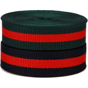 20 Yards Green Stripe Grosgrain Ribbon Double Face Polyester Perfect for Crafts, Wrappings, Wedding Decoration & More (Green Red, 5/8"(16mm)) in Kuwait
