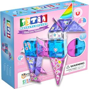 Tytan Tiles Ultimate Unicorn Magnetic Tiles Building Set, Adorable Kids’ STEM Toy, Creative Play, Shape & Pattern Recognition, Fine Motor Skills, Includes Storage Bag, Ages 3+