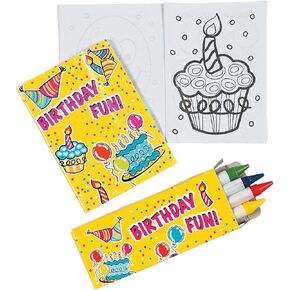 Fun Express - Mini Happy Birthday Activity Sets for Birthday - Stationery - Activity Books - Coloring Books - Birthday - 12 Pieces in Kuwait