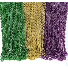 102 قطعة من خرز ماردي غرا من Aovaely، 33 بوصة 7 مم من الخرز الذهبي والأخضر الأرجواني للأطفال والكبار، إكسسوارات ماردي غرا، مستلزمات الحفلات in Kuwait