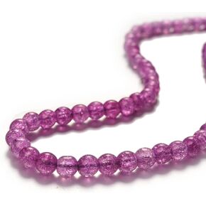 Asingeloo 8mm Crystal Glass Beads for Jewelry Making Bulk Royal Blue Crackle Glass Lampwork Beads Round Loose Beads for Crafts Bracelets Necklace Earrings 15inch/Strand