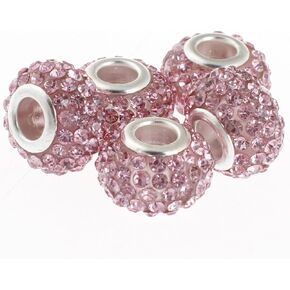 RUBYCA Big Hole Handmade Czech Crystal Slide Beads fit European Charm Bracelet (10pcs, Grey, 11mm) in Kuwait