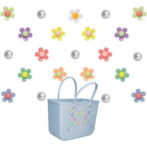 Fxfenoxo Flower Charms Compatible with Bogg Bag＆Simply Southern Totes, Pearl Bag Bits Insert Charm Accessories