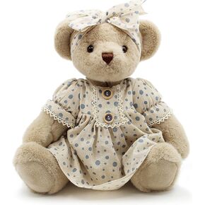 Jointed Teddy Bear Stuffed Animals Small Soft Plush Toy with Cloth (Rose Red 13Inch)