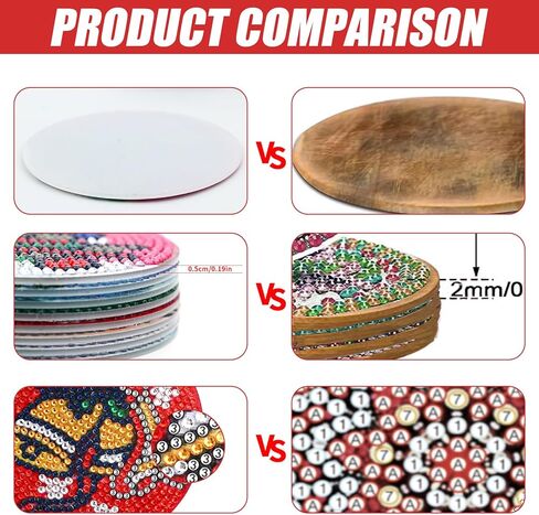 8 Pcs Christmas Diamond Painting Coasters 5D DIY Diamond Art Painting Coasters With Holder Christmas Tree Diamond Drawing Drinks Coasters With Cork Coaster for Table Desk in Kuwait