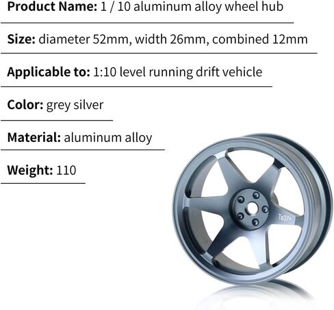 RC Alloy Rims Car Wheel Hub Hex 12mm Aluminium 52mm for 1.9inch Tires RC Crawler Car and 1/10 On-Road/Drift in Saudi Arabia