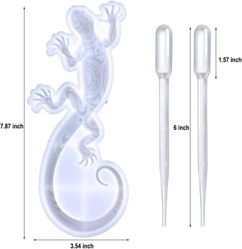 قوالب راتنج ايبوكسي على شكل سحلية مع قطارتين، اشكال سحلية واقعية ثلاثية الابعاد من السيليكون لراتنج الايبوكسي وسطح المكتب والخزائن وديكور يدوي الصنع والصابون والشوكولاتة والحلوى in Kuwait