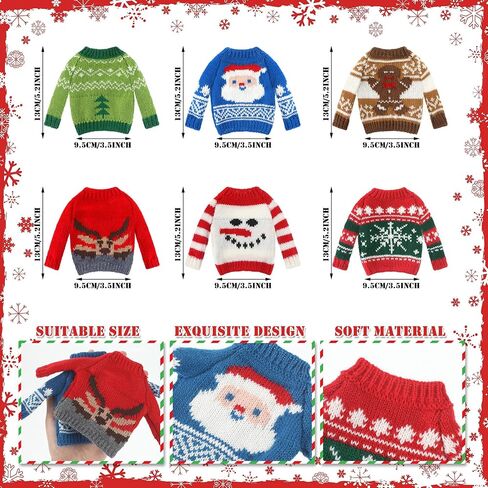 6 Pcs Christmas Doll Clothes Christmas Elf Accessories Elf Doll Sweater Set Winter Christmas Doll Outfits Christmas Tree Snowflake Snowman Print Elf Doll Knitted Clothing with Scarf for Elf Doll Decor in Saudi Arabia