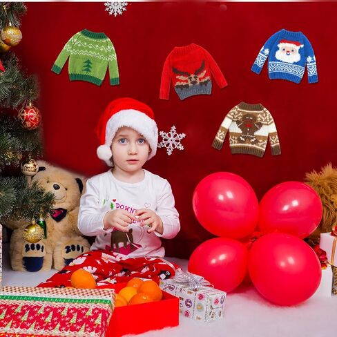 6 Pcs Christmas Doll Clothes Christmas Elf Accessories Elf Doll Sweater Set Winter Christmas Doll Outfits Christmas Tree Snowflake Snowman Print Elf Doll Knitted Clothing with Scarf for Elf Doll Decor in Saudi Arabia