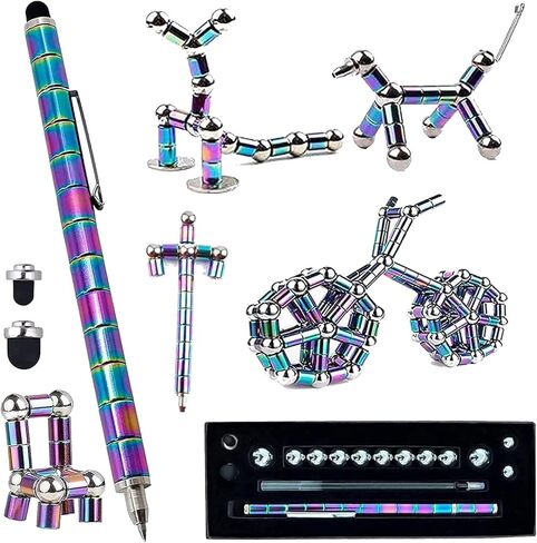 قلم لعبة iSkelter Fidget، قلم لعبة تململ مغناطيسي لتخفيف الضغط للأطفال البالغين، لعبة تململ قلم مغناطيسي معدني متعدد الوظائف قابل للتشوه لتخفيف الضغط، قلم كتابة مغناطيسي هدية (قلم ذهبي) in Kuwait