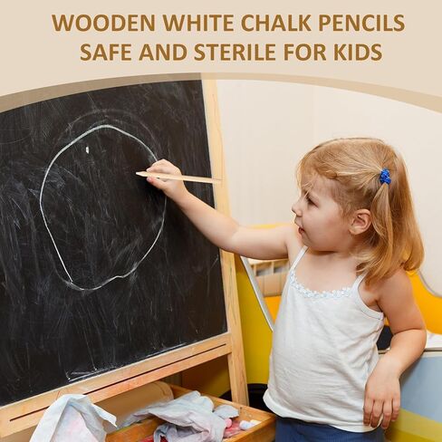 Fulmoon Wooden White Chalk Pencils with Sharpener Set 50 Pcs Real Slate Chalk Pencils with 2 Pcs Sharpener White Art Pencils for Chalk Board Menu Boards Dress Marking Patchwork Needlework in Kuwait