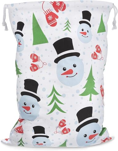 6 عبوات من أكياس هدايا عيد الميلاد القماشية القابلة لإعادة الاستخدام لرجل الثلج مقاس XL - بديل لتغليف العطلات بنمط لطيف - كيس قماش كبير الحجم مع رباط فاخر للهدايا الكبيرة - تخزين كبير جدًا مقاس 66 سم × 48 سم in Kuwait