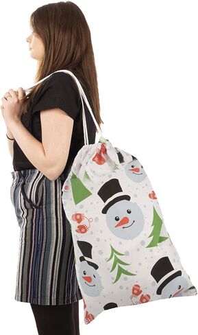 6 عبوات من أكياس هدايا عيد الميلاد القماشية القابلة لإعادة الاستخدام لرجل الثلج مقاس XL - بديل لتغليف العطلات بنمط لطيف - كيس قماش كبير الحجم مع رباط فاخر للهدايا الكبيرة - تخزين كبير جدًا مقاس 66 سم × 48 سم in Kuwait