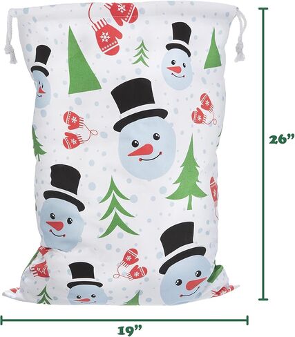 6 عبوات من أكياس هدايا عيد الميلاد القماشية القابلة لإعادة الاستخدام لرجل الثلج مقاس XL - بديل لتغليف العطلات بنمط لطيف - كيس قماش كبير الحجم مع رباط فاخر للهدايا الكبيرة - تخزين كبير جدًا مقاس 66 سم × 48 سم in Kuwait