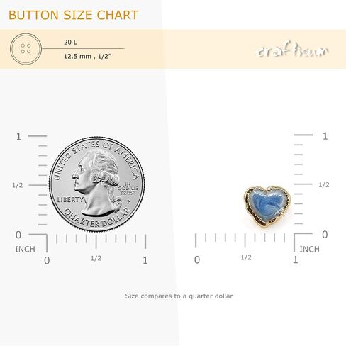 أزرار خياطة على شكل قلب من كرافتيسوم باللون الأزرق 20 قطعة - 12.5 ملم، 1/2 بوصة in Saudi Arabia