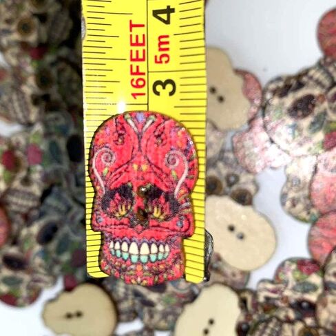 Wood Buttons Skull Novelty Buttons for Themes Holidays and Seasons for DIY Crafts Scrapbooking Sewing Cardmaking and Other Projects with 2 Holes for DIY Sewing Craft Decorative 100 Pcs in Kuwait