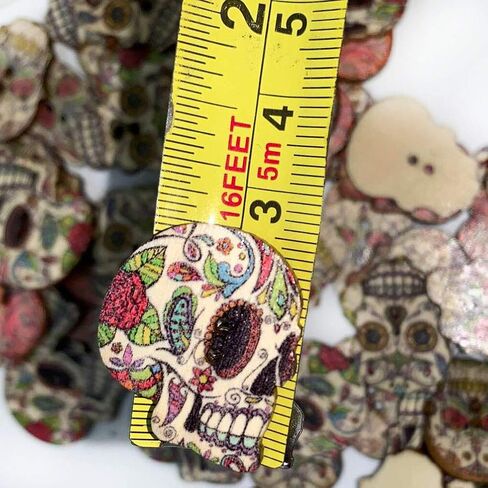 Wood Buttons Skull Novelty Buttons for Themes Holidays and Seasons for DIY Crafts Scrapbooking Sewing Cardmaking and Other Projects with 2 Holes for DIY Sewing Craft Decorative 100 Pcs in Kuwait