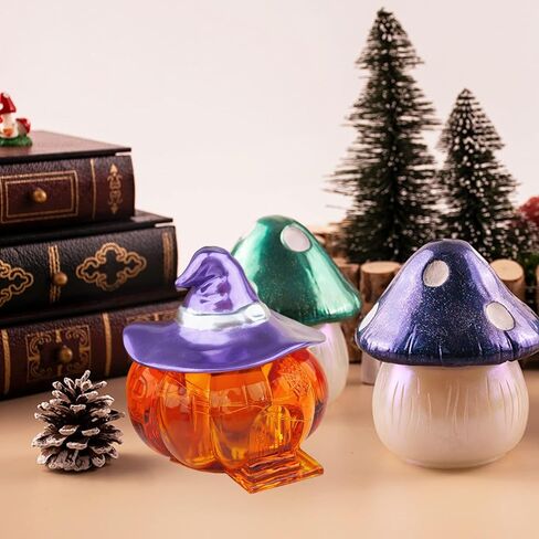 قطعتان من قالب راتنج الجرة مع غطاء، قالب صندوق من الراتنج على شكل فطر اليقطين، قالب من السيليكون للهالوين، قالب حاوية من راتنجات الإيبوكسي لحامل المجوهرات المصنوع يدويًا، حلية تخزين الهدايا in Kuwait