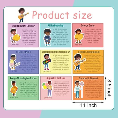 Noveread 9 Pcs Black History Month Posters 8.5x11 Inch African American Inspirational Wall Posters Motivational Famous Inventors History Classroom Posters Art Decorations for School Students Teacher in Saudi Arabia