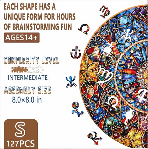 AAGOOD Wooden Jigsaw Puzzles - Advanced Lights Shadow Wooden Puzzle Adult Unique Shape Wooden Jigsaw Puzzle for Adults, Perfect for Birthday, Family Puzzles 11.6 * 11.6in 221pcs in Kuwait