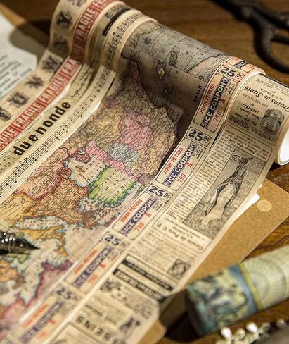 8 Rolls Vintage Washi Tape Set, 53/30/15/10/mm Wide Map Travel Letter Antique Retro Japanese Decorative Masking Tape for Arts DIY Crafts Scrapbooking Album Bullet Junk Journal Planners Calendars in Saudi Arabia