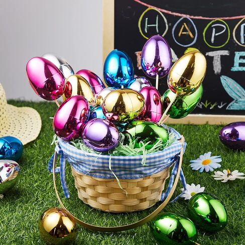 JOYIN 24PCS 3.15" Metallic Easter Eggs, Shinny Easter Eggs Fillable, Colorful Bright Plastic Eggs Bulks for Easter Hunt, Filling Treats, Party Favor, Easter Basket Stuffers, Classroom Prize Supplies in Saudi Arabia