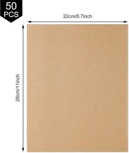 AKOLAFE 50 Pack 8.7x11 Inch Corrugated Cardboard Sheets 3mm Thick Flat Cardboard Sheets Brown Kraft Paper Sheets Cardboard Squares Separators for Shipping Mailing Packing Picture Frame Backing Project in Saudi Arabia