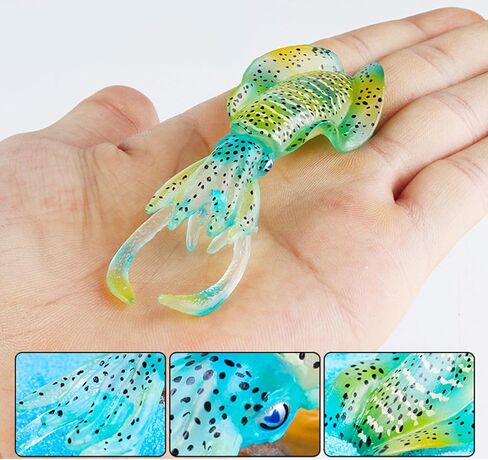 Aydinids 2 قطعة تماثيل الحبار الواقعية مصغرة الحبار محاكاة الحيوانات أرقام هدية عيد ميلاد، الحبار الأخضر in Kuwait