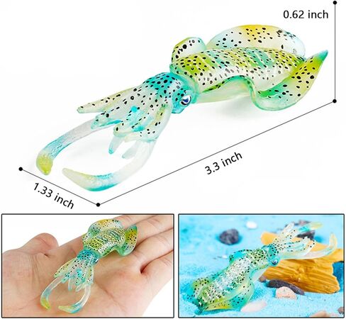 Aydinids 2 قطعة تماثيل الحبار الواقعية مصغرة الحبار محاكاة الحيوانات أرقام هدية عيد ميلاد، الحبار الأخضر in Kuwait