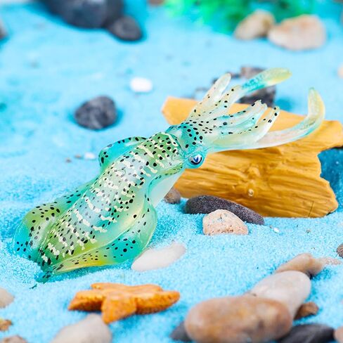 Aydinids 2 قطعة تماثيل الحبار الواقعية مصغرة الحبار محاكاة الحيوانات أرقام هدية عيد ميلاد، الحبار الأخضر in Kuwait