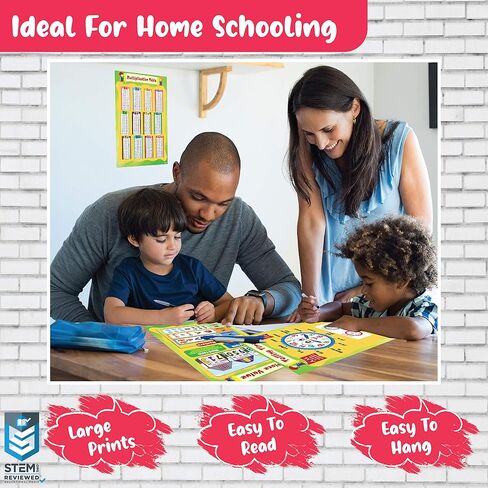 Murvin 14 Pack Large MATH Posters | Multiplication Charts | Number Charts | Shapes Math Charts | Kids, Preschool, Kindergarten & Elementary – STEM 11"X 17" in Kuwait