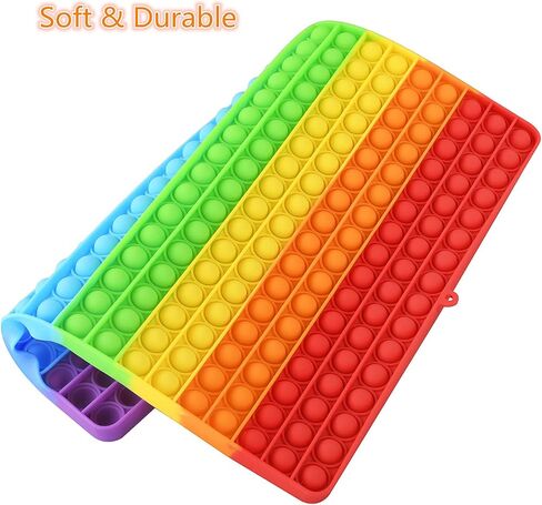 BFUHST Large Size Bubble Fidget Toy, 12 Inch, 256 Bubbles Rainbow Color Jumbo Silicone Stress Reliever Toy, Stress Reliever for Kids and Adults in Saudi Arabia