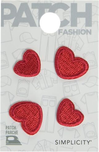 Simplicity 19320100102 Red Heart Iron On Applique Patch for Clothes, Backpacks, and Accessories, Sizes Vary, 4pcs in Saudi Arabia