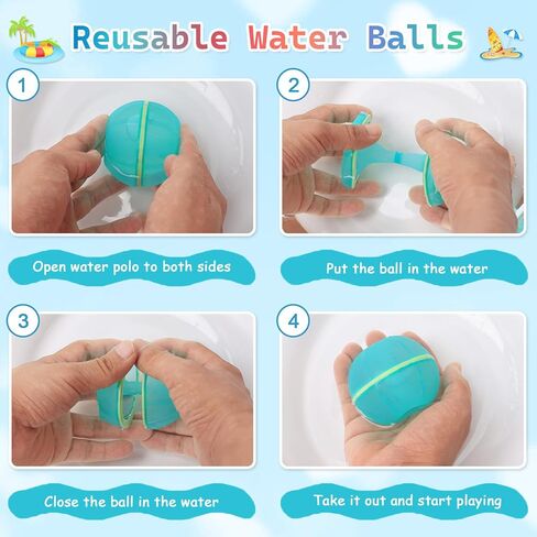 12 Pcs Reusable Magnetic Donut Shape Water Balloons, Pool Beach Toys for Kids Adults, Self-Sealing Quick Fill Magnetic Silicone Water Bomb, Fun Splash Water Bomb Party Supplies (Donut) in Kuwait