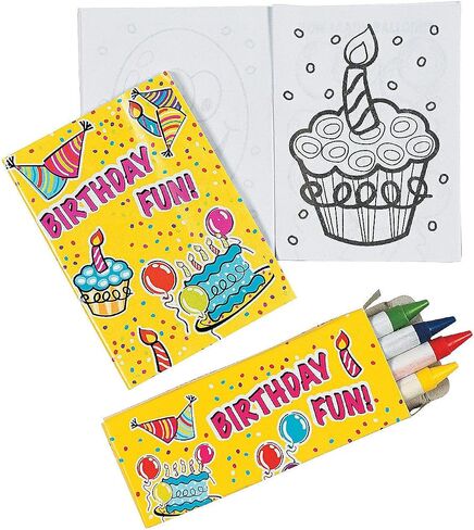 Fun Express - Mini Happy Birthday Activity Sets for Birthday - Stationery - Activity Books - Coloring Books - Birthday - 12 Pieces in Saudi Arabia