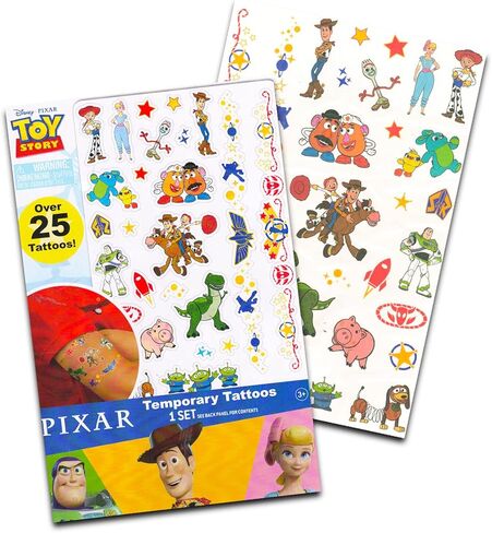 تاتو مؤقت للاطفال من ديزني بيكسار توي ستوري (عبوة من 3 قطع) ~ اكثر من 75 تاتو مؤقت من فيلم بيكسار توي ستوري | هدايا حفلات ديزني للاطفال in Kuwait
