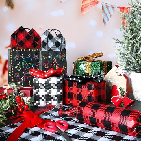 100 Pieces Christmas Tissue Paper Buffalo Plaid Check Wrapping Paper Red Black Plaid Wrapping Sheet Black White Plaid Wrapping Tissue Holiday Tissue Paper for DIY Christmas Holiday Wrapping Paper in Saudi Arabia