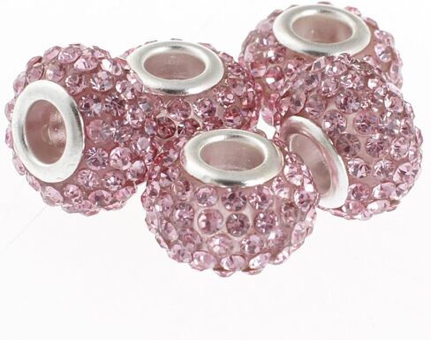 RUBYCA Big Hole Handmade Czech Crystal Slide Beads fit European Charm Bracelet (10pcs, Grey, 11mm) in Kuwait