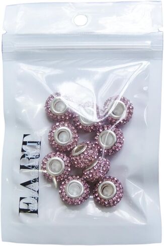 RUBYCA Big Hole Handmade Czech Crystal Slide Beads fit European Charm Bracelet (10pcs, Grey, 11mm) in Kuwait