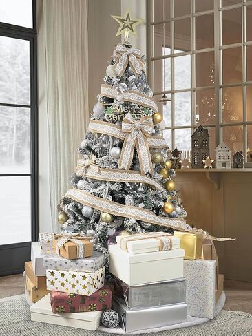 HUIHUANG Burlap Ribbon with Lace Wired Ribbon White Lace Jute Burlap Ribbon for Wreaths Rustic Crafts Bows Making Home Decor Gift Wrapping Wedding Decor Baby Shower Diaper Cake -2.5 inch x 10 Yards in Kuwait