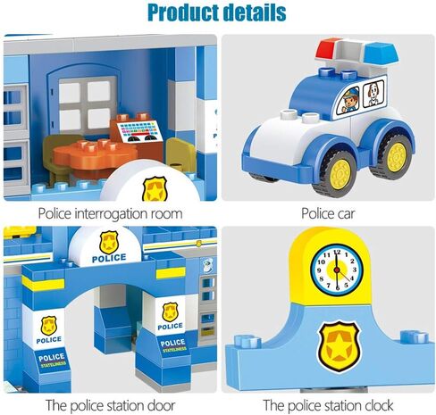 Liberty Imports Police Station Big Building Blocks 137 Pieces with Storage Box - Large Bricks Set Educational DIY Classic Construction Toy for Kids, Compatible with Major Brands in Saudi Arabia