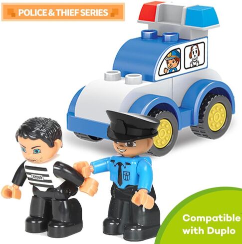 Liberty Imports Police Station Big Building Blocks 137 Pieces with Storage Box - Large Bricks Set Educational DIY Classic Construction Toy for Kids, Compatible with Major Brands in Saudi Arabia
