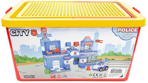 Liberty Imports Police Station Big Building Blocks 137 Pieces with Storage Box - Large Bricks Set Educational DIY Classic Construction Toy for Kids, Compatible with Major Brands in Saudi Arabia