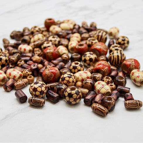 500 قطعة من الخرز الخشبي من Fun-Weevz لصنع المجوهرات للبالغين، خرز أفريقي متنوع مطلي، خرز لوازم المكرامية، خرز خشبي للمجوهرات الحرفية للأساور والقلائد، أنبوبي دائري كبير وصغير in Kuwait