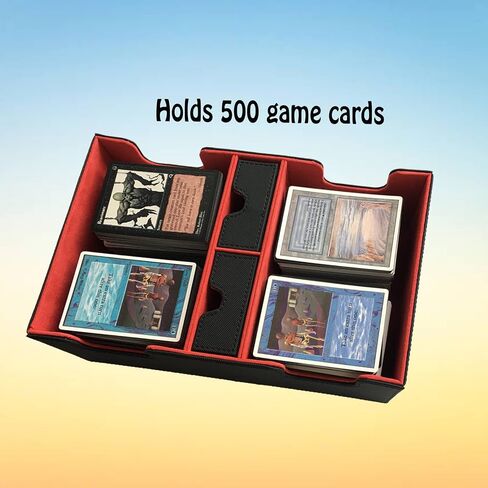 AEGIS GUARDIAN Commander Deck Box Hold 600+ Sleeved Cards, Card Deck Box with 2 Dice Tray Fit for TCG MTG CCG, Holds up to 4 Card Storage Boxes, PU Leather Strong Magnet, Black and Blue in Saudi Arabia